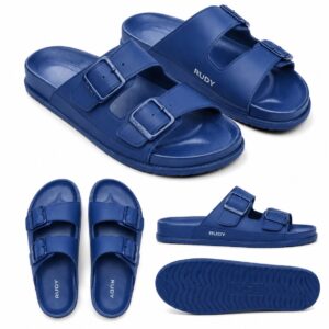 RUDY Double-Strap Slides Blue